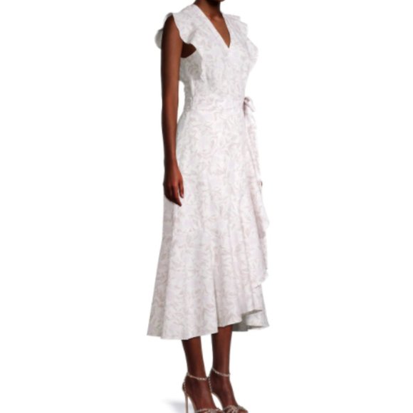 Rebecca Taylor Zadie Cotton Wrap Ruffle Dress 16 - Picture 2 of 9